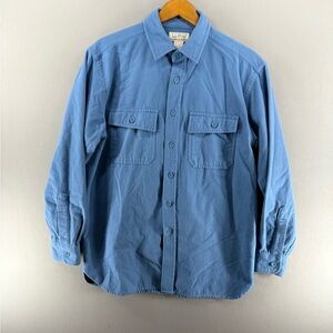 LL Bean Classic Chamois Cloth Flannel Shirt Men's Blue 100% Cotton M